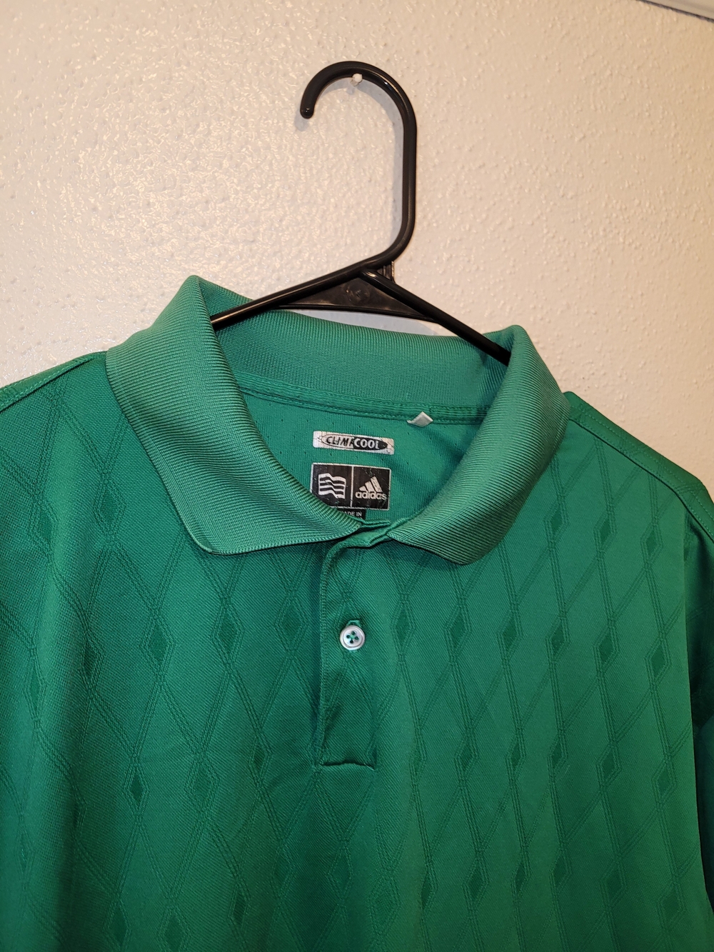 adidas ClimaCool Men's XL Green Diamond Jacquard Golf Polo Y2K - Picture 2 of 7